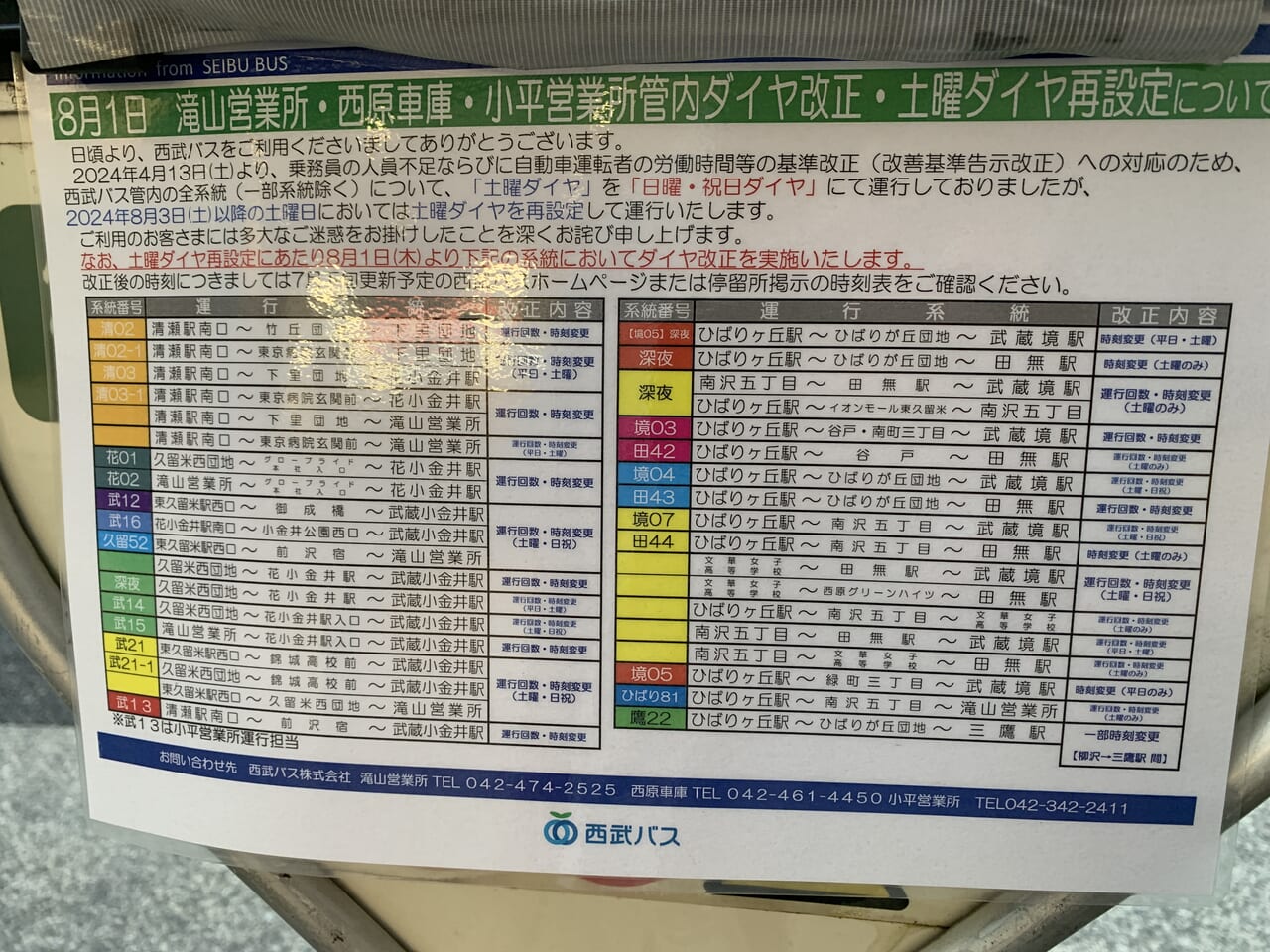 202407西武バスダイヤ改正