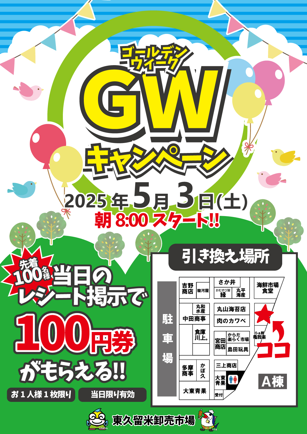 202505東久留米卸売市場 100円券
